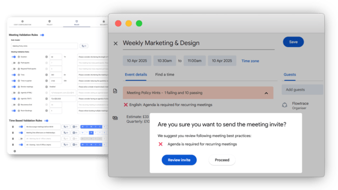 Flowtrace Meeting Costs for Google Calendar: Example