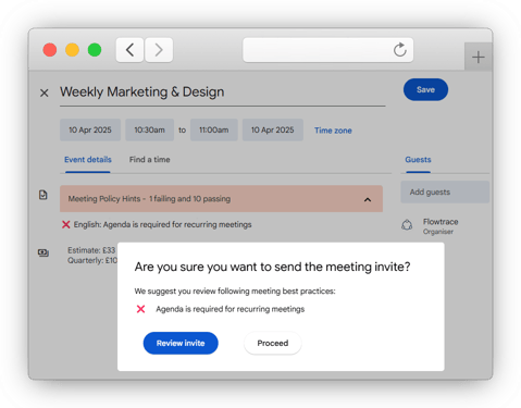 Meeting Cost Add-in for Google Calendar Overview