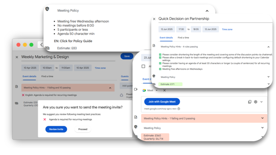 Meeting Costs fir Google Calendar - Cost Estimates