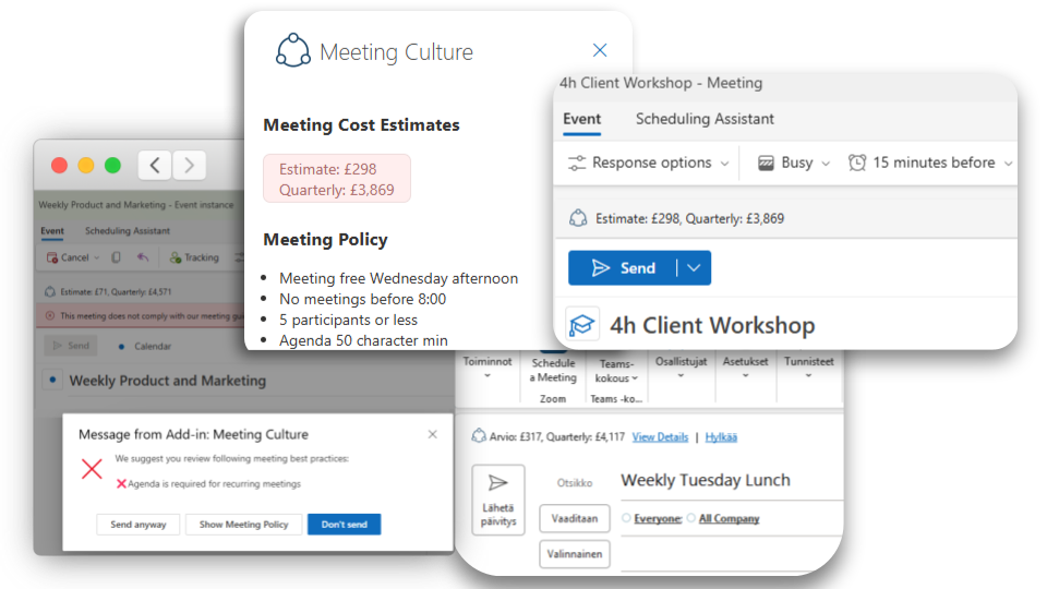 Outlook Costs - Onsend and Real Time Estimates