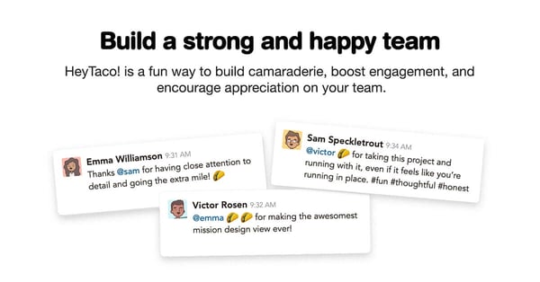 hey taco! engagement app for Slack & Microsoft Teams