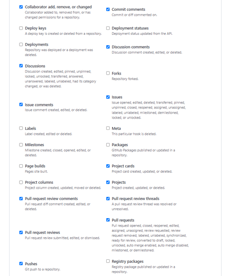 GitHub Webhook Event Configuration