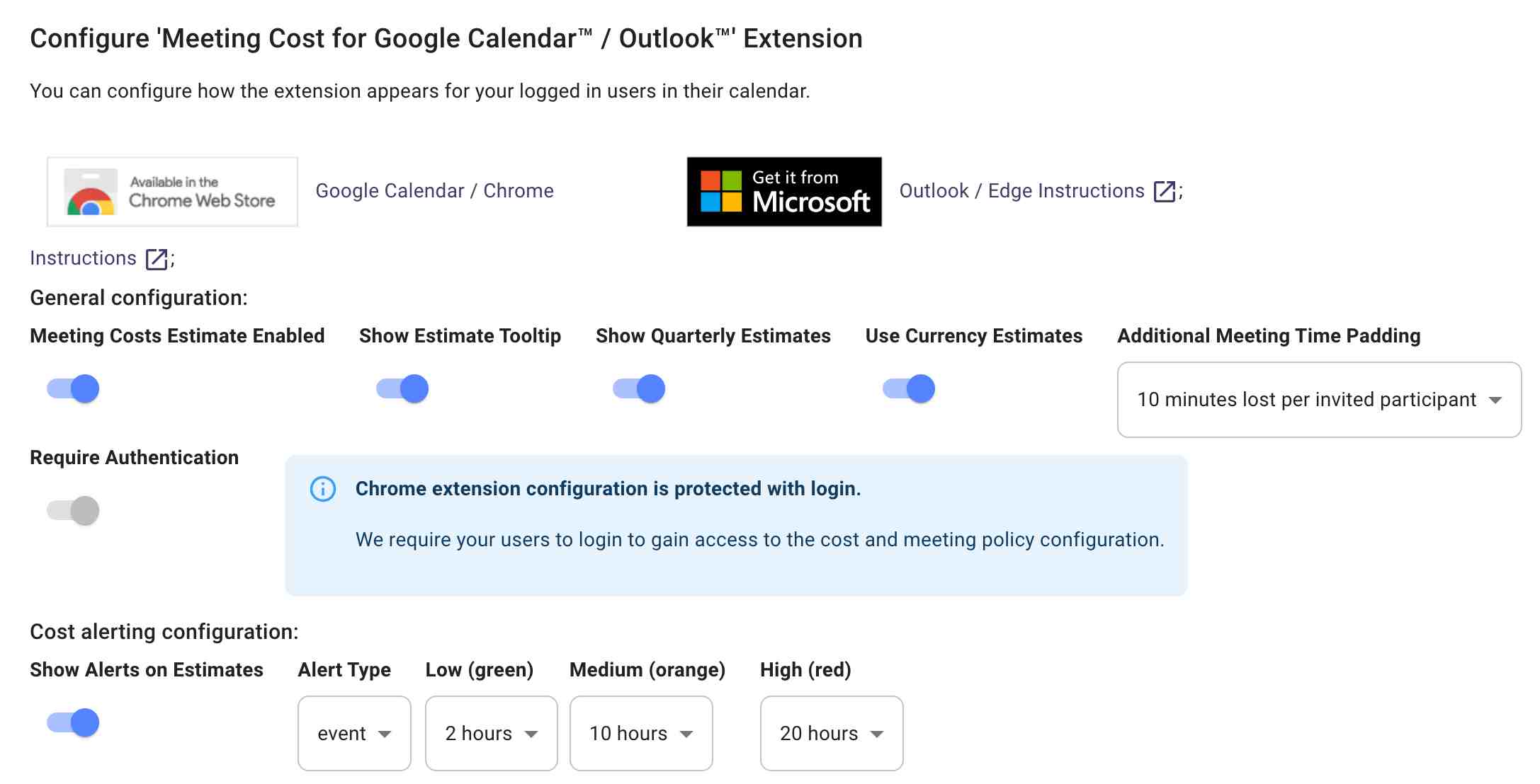 meeting cost controls in a dashboard