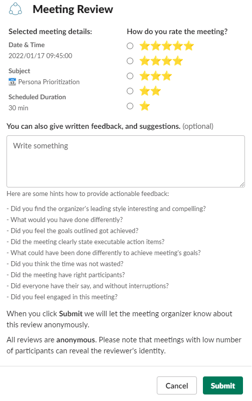 guided meeting feedback form