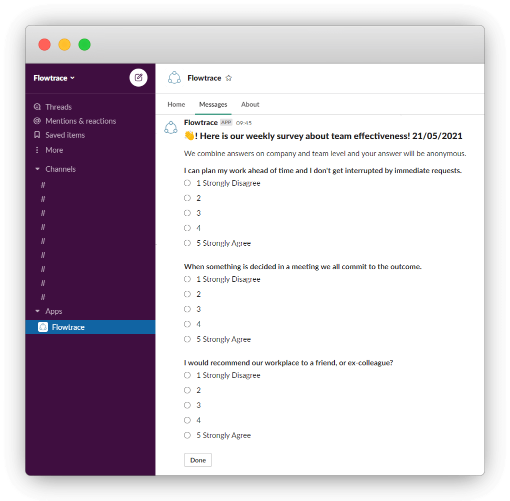 Slack survey method