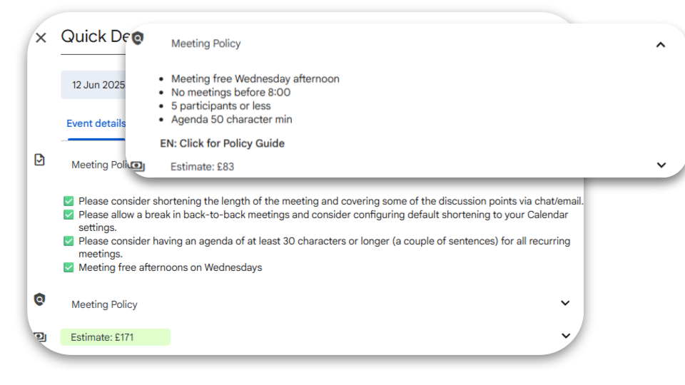 Meeting Cost for Google Calendar - Meeting Policy Meeting Cost for Google Calendar - Meeting Policy