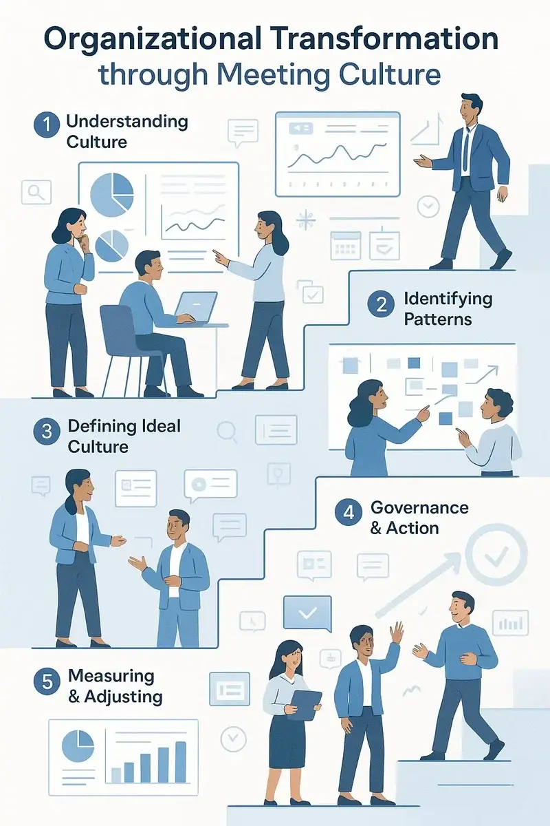 Flowtrace meeting transformation loop from understanding meeting culture to measuring change