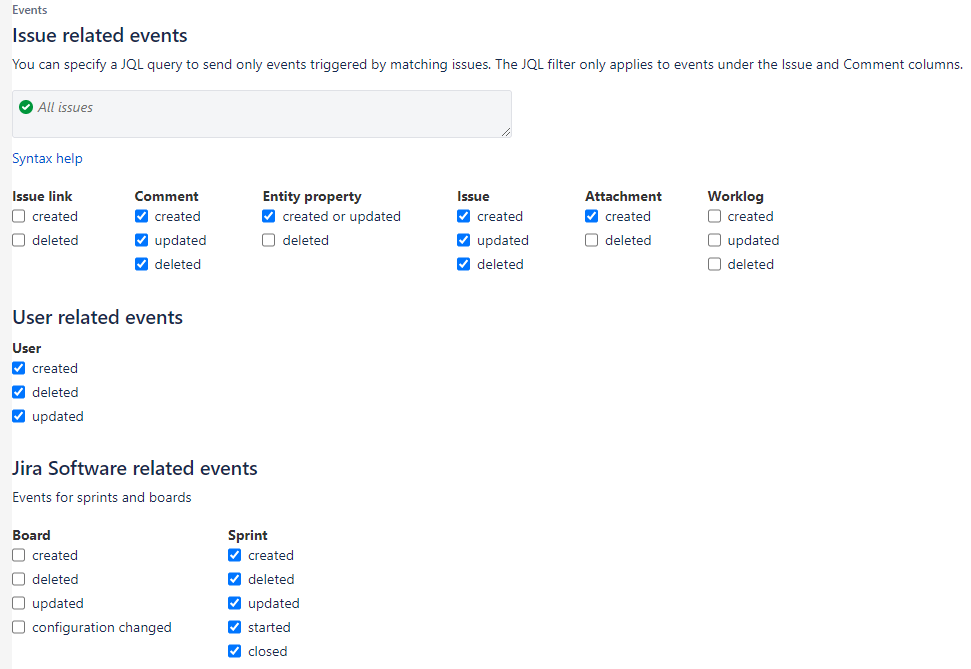 Jira Analytics Configuration on Event Processing